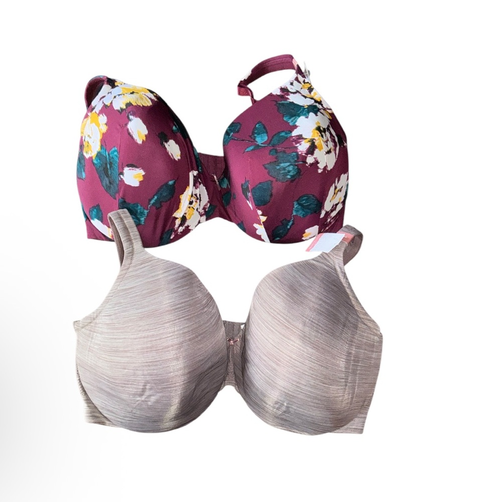 Cacique Lane Bryant 44G Bra Bundle NWT Lightly Lined Full Coverage Floral Taupe - Picture 2 of 11